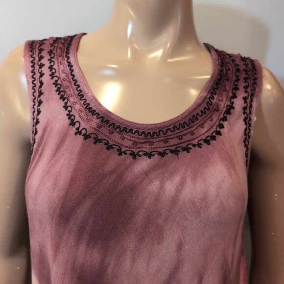 India Boutique Tie Dye Rayon Dress Umbrella Cover Up Embroidered Sleeveless O/S - Picture 3 of 16